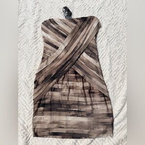 Guess Strapless Dress in Brown Tones